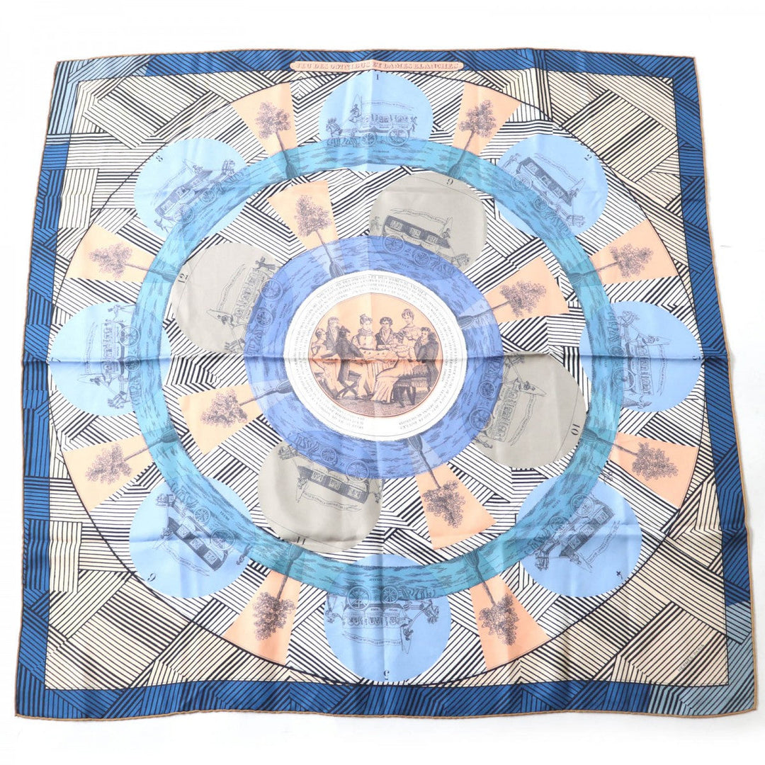HERMES scarf Main: 100% silk multicolor Carre90 JEU DES OMNIBUS ET DAMES Women Used Authentic