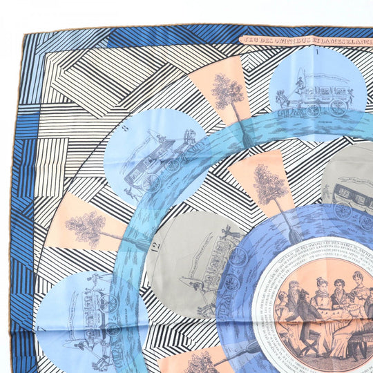 HERMES scarf Main: 100% silk multicolor Carre90 JEU DES OMNIBUS ET DAMES Women Used Authentic