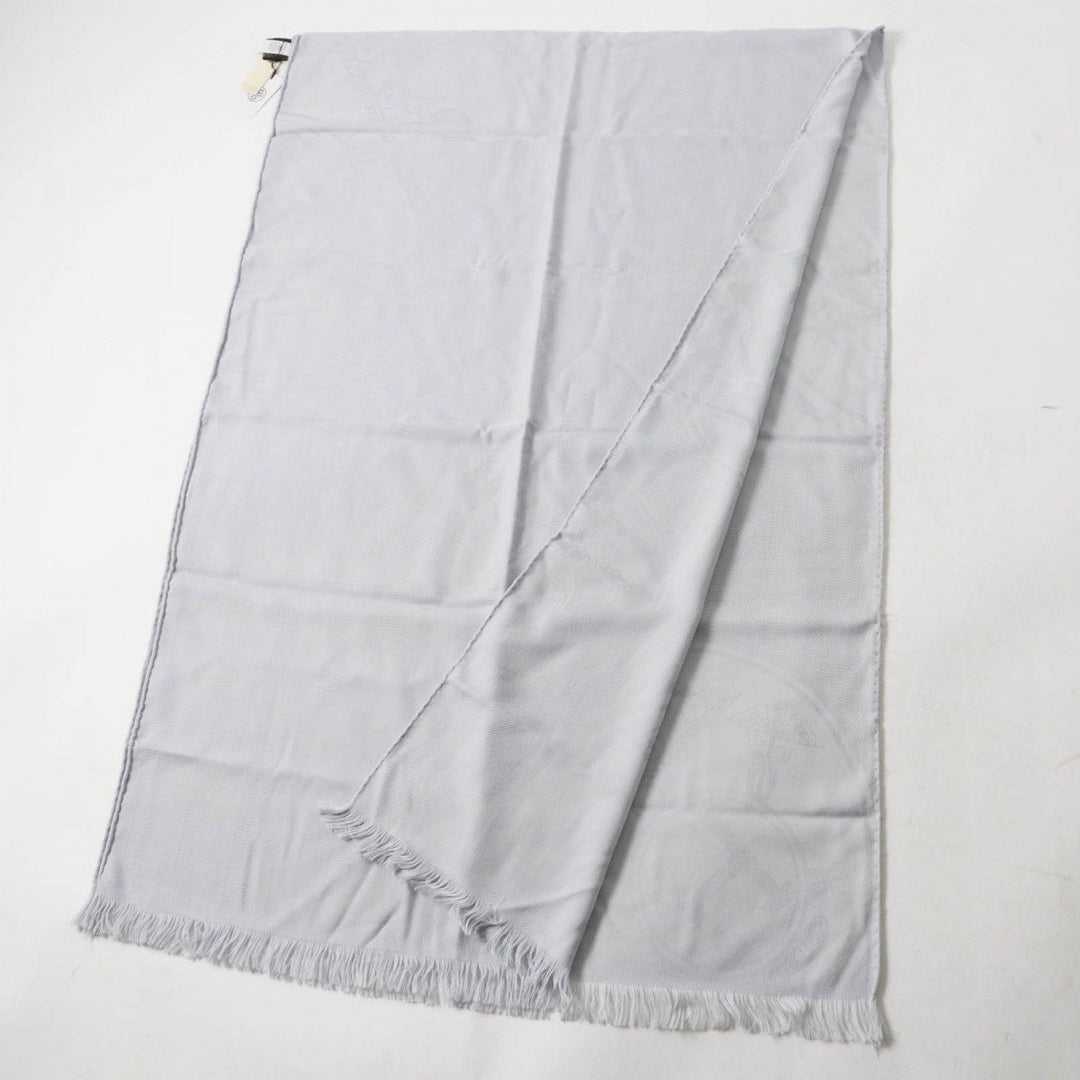 HERMES Scarf H262494S Main: 85% cashmere, Main: 15% silk Light gray New Libris Women Used Authentic