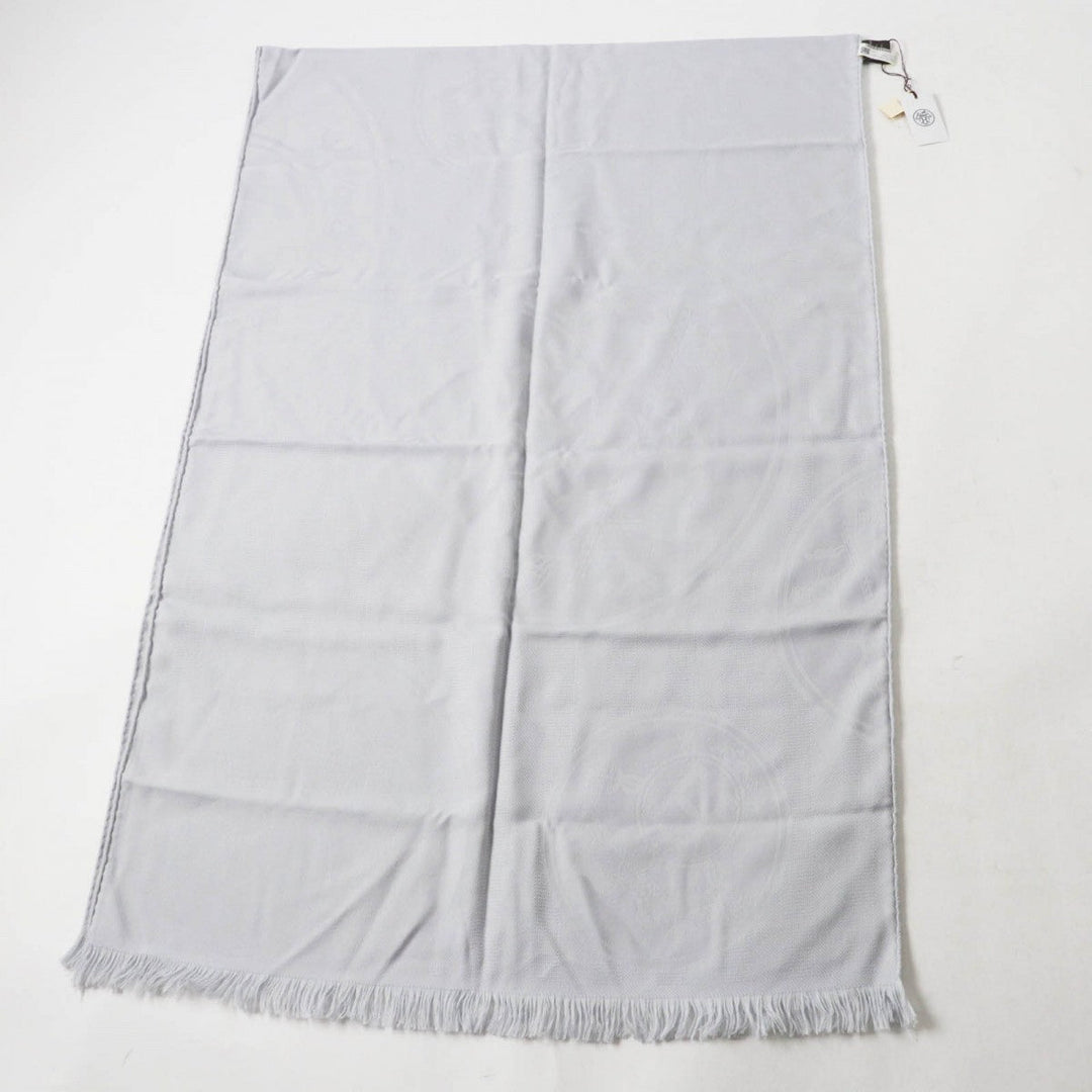 HERMES Scarf H262494S Main: 85% cashmere, Main: 15% silk Light gray New Libris Women Used Authentic