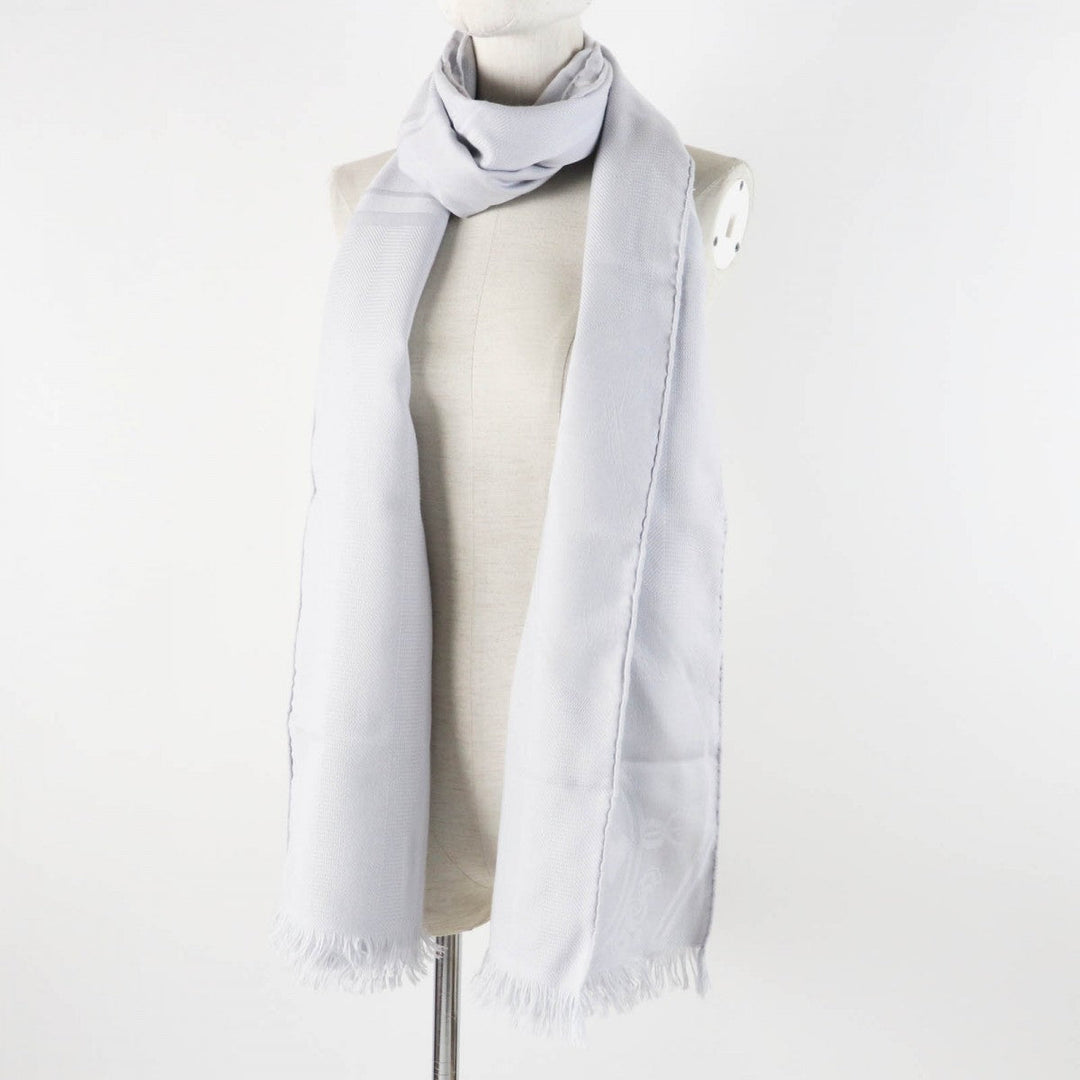 HERMES Scarf H262494S Main: 85% cashmere, Main: 15% silk Light gray New Libris Women Used Authentic