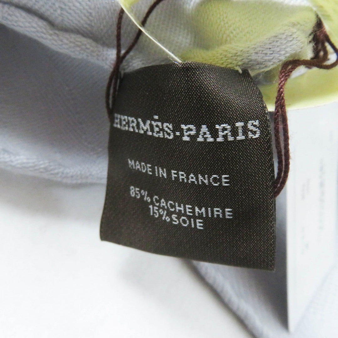 HERMES Scarf H262494S Main: 85% cashmere, Main: 15% silk Light gray New Libris Women Used Authentic