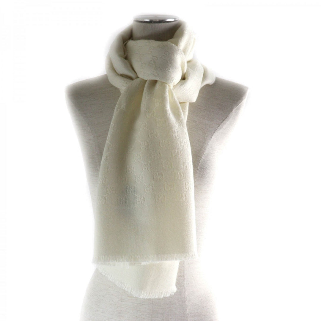 GUCCI Scarf Main: 100% cashmere Ivory Women Used Authentic