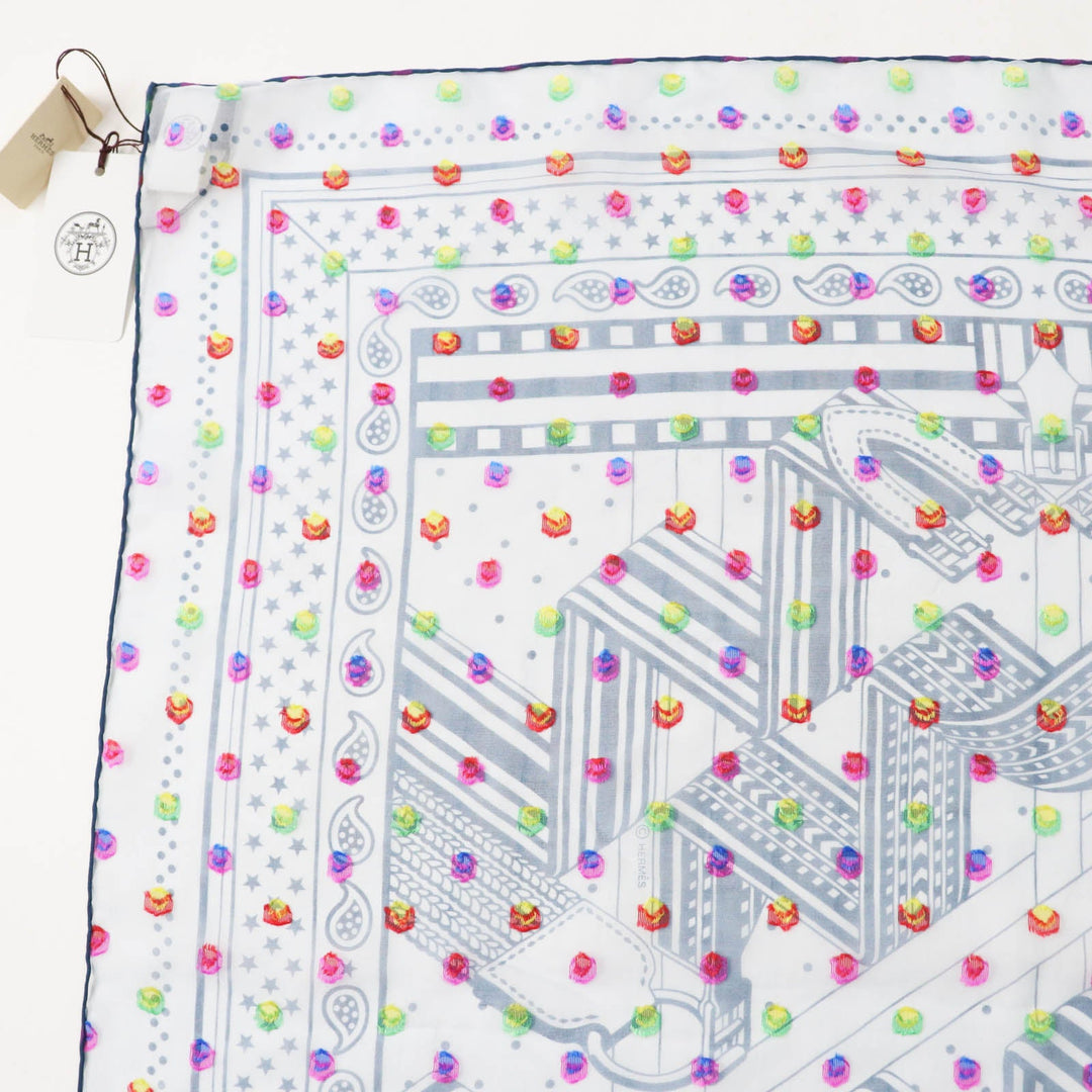HERMES scarf Main: 78% silk, Main: 22% acetate blue Carre 60 SANGLESENZIGZAG Zigzag sangle BANDANA Women Used Authentic