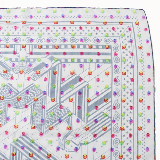 HERMES scarf Main: 78% silk, Main: 22% acetate blue Carre 60 SANGLESENZIGZAG Zigzag sangle BANDANA Women Used Authentic