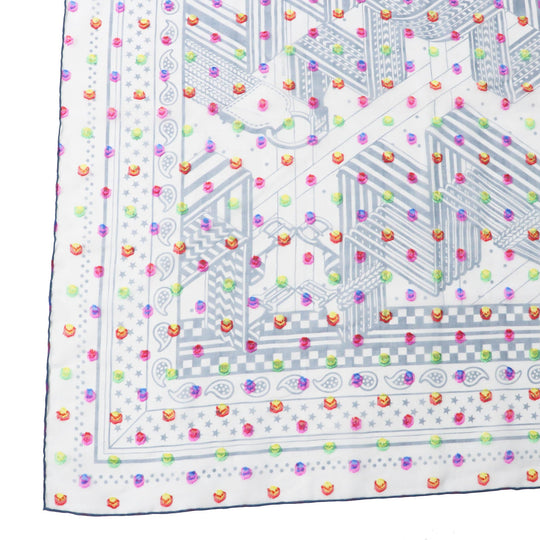 HERMES scarf Main: 78% silk, Main: 22% acetate blue Carre 60 SANGLESENZIGZAG Zigzag sangle BANDANA Women Used Authentic