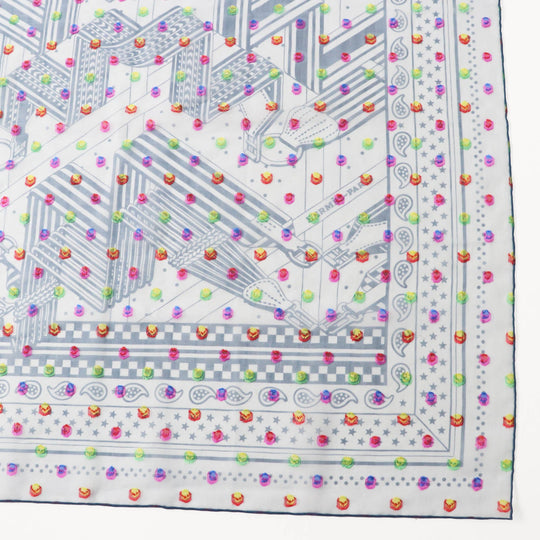 HERMES scarf Main: 78% silk, Main: 22% acetate blue Carre 60 SANGLESENZIGZAG Zigzag sangle BANDANA Women Used Authentic