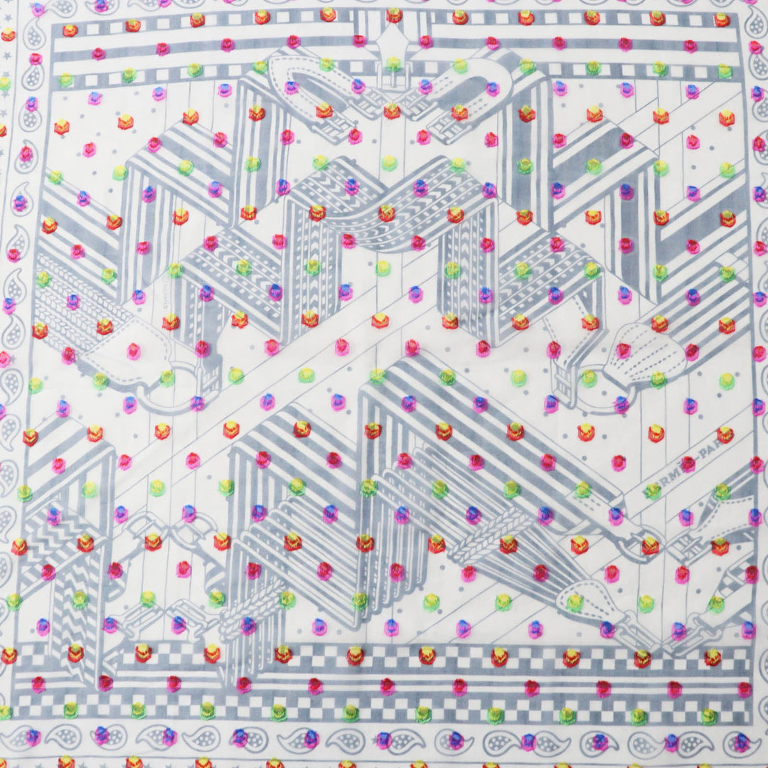 HERMES scarf Main: 78% silk, Main: 22% acetate blue Carre 60 SANGLESENZIGZAG Zigzag sangle BANDANA Women Used Authentic