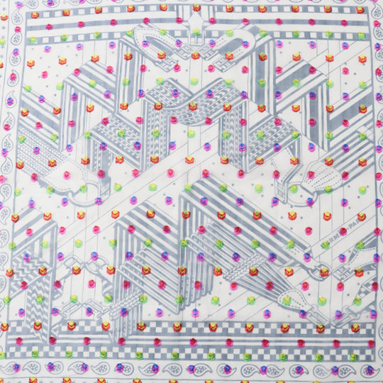 HERMES scarf Main: 78% silk, Main: 22% acetate blue Carre 60 SANGLESENZIGZAG Zigzag sangle BANDANA Women Used Authentic