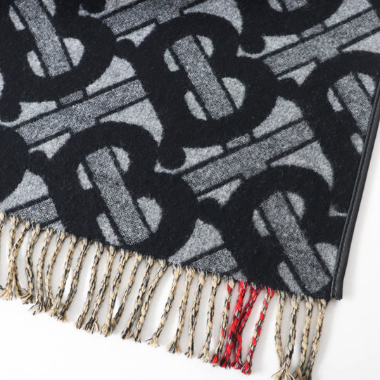 BURBERRY poncho 8050888 Main: 89% wool, Main: 11% cashmere, Part: Lamb leather Black Grey Women Used Authentic