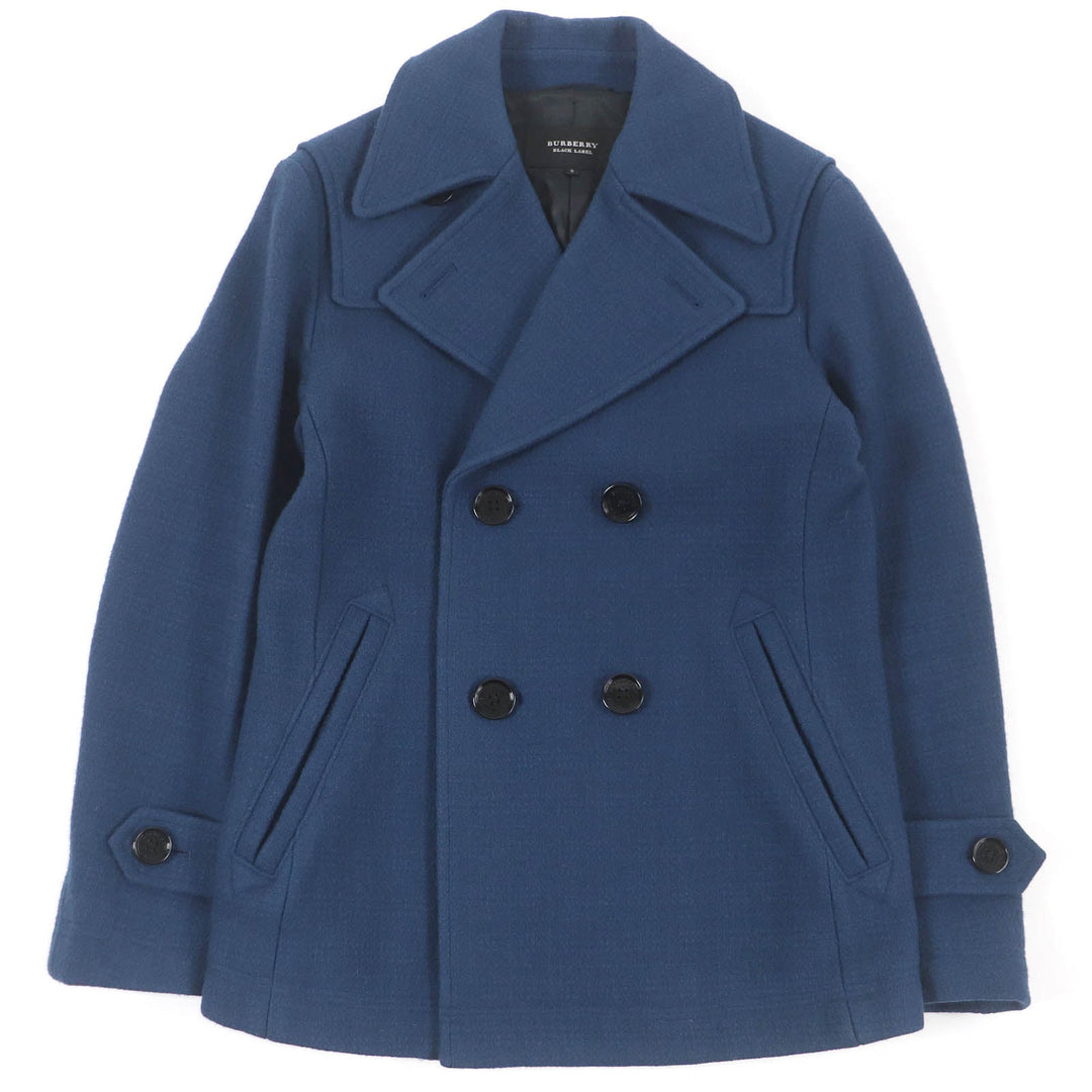 BURBERRY BLACK LABEL pea coat Outer: 90% wool, Outer: 10% nylon, Lining: cupra, Lining: polyester blue mens S Used Authentic