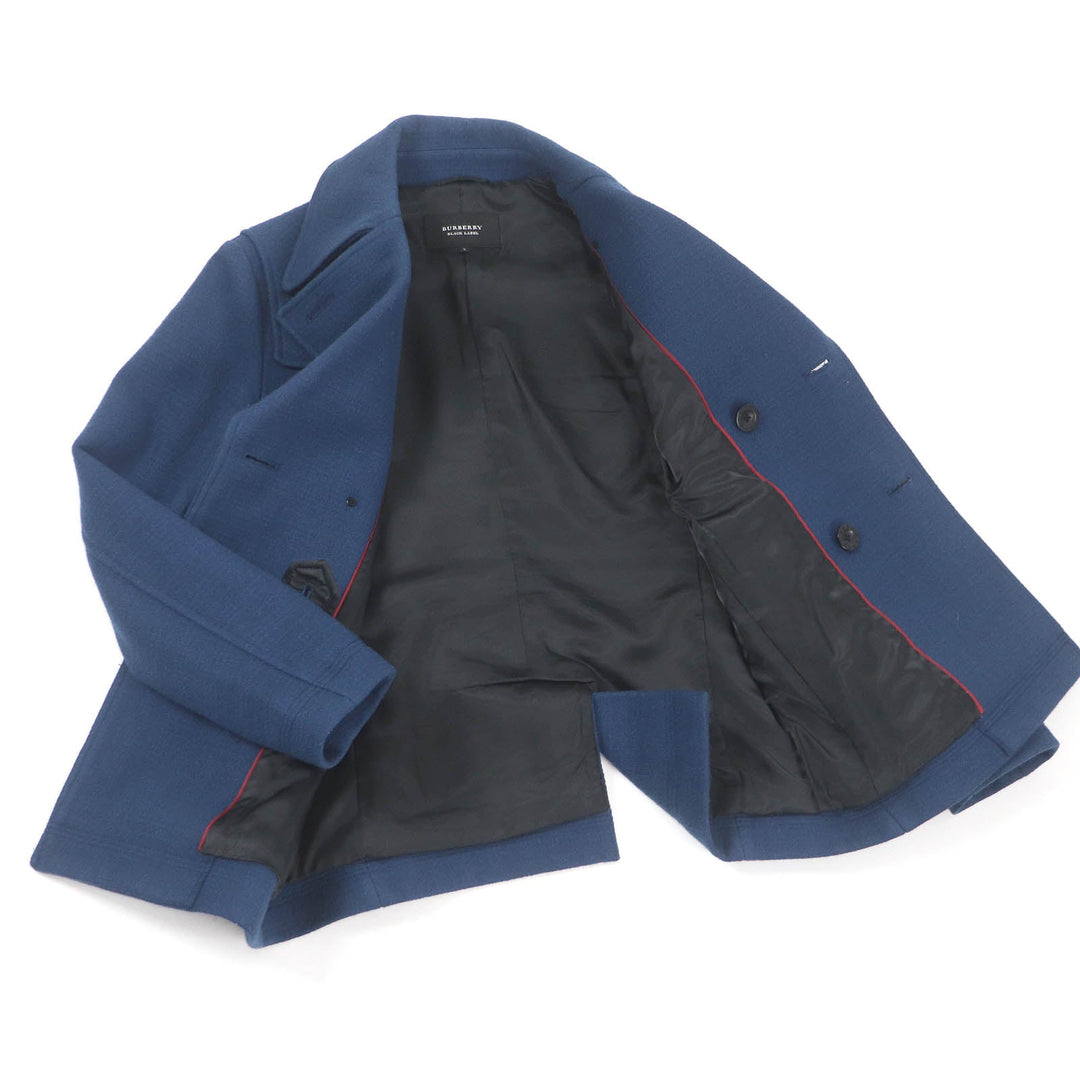 BURBERRY BLACK LABEL pea coat Outer: 90% wool, Outer: 10% nylon, Lining: cupra, Lining: polyester blue mens S Used Authentic