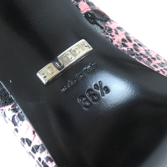 GUCCI pumps 738689 Main: Leather Pink black Women 36.5 Used Authentic