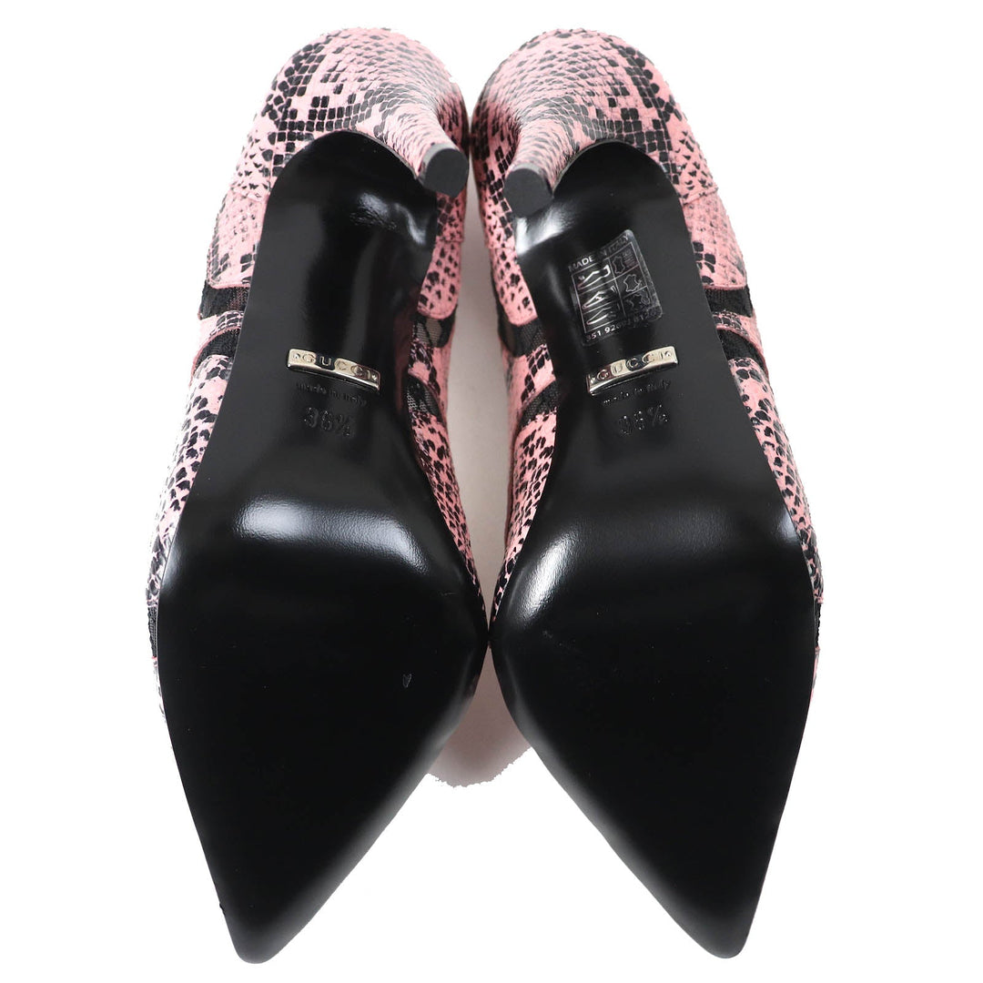 GUCCI pumps 738689 Main: Leather Pink black Women 36.5 Used Authentic
