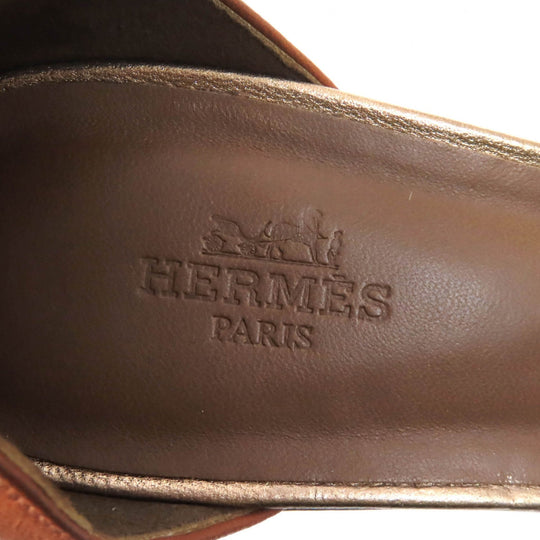 HERMES Sandals Main: Leather Brown gold MAMBO Women 36.5 Used Authentic