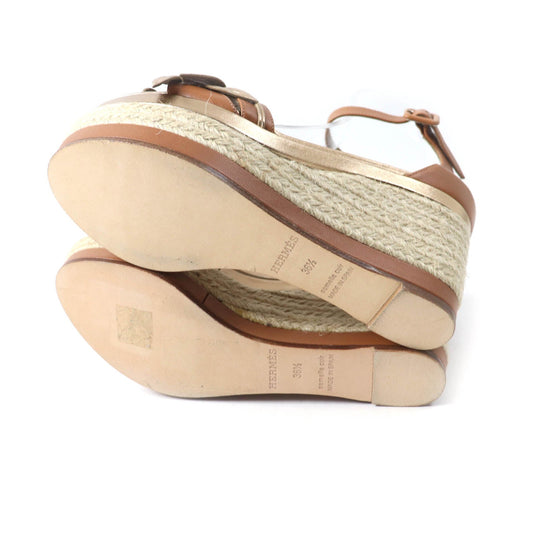 HERMES Sandals Main: Leather Brown gold MAMBO Women 36.5 Used Authentic