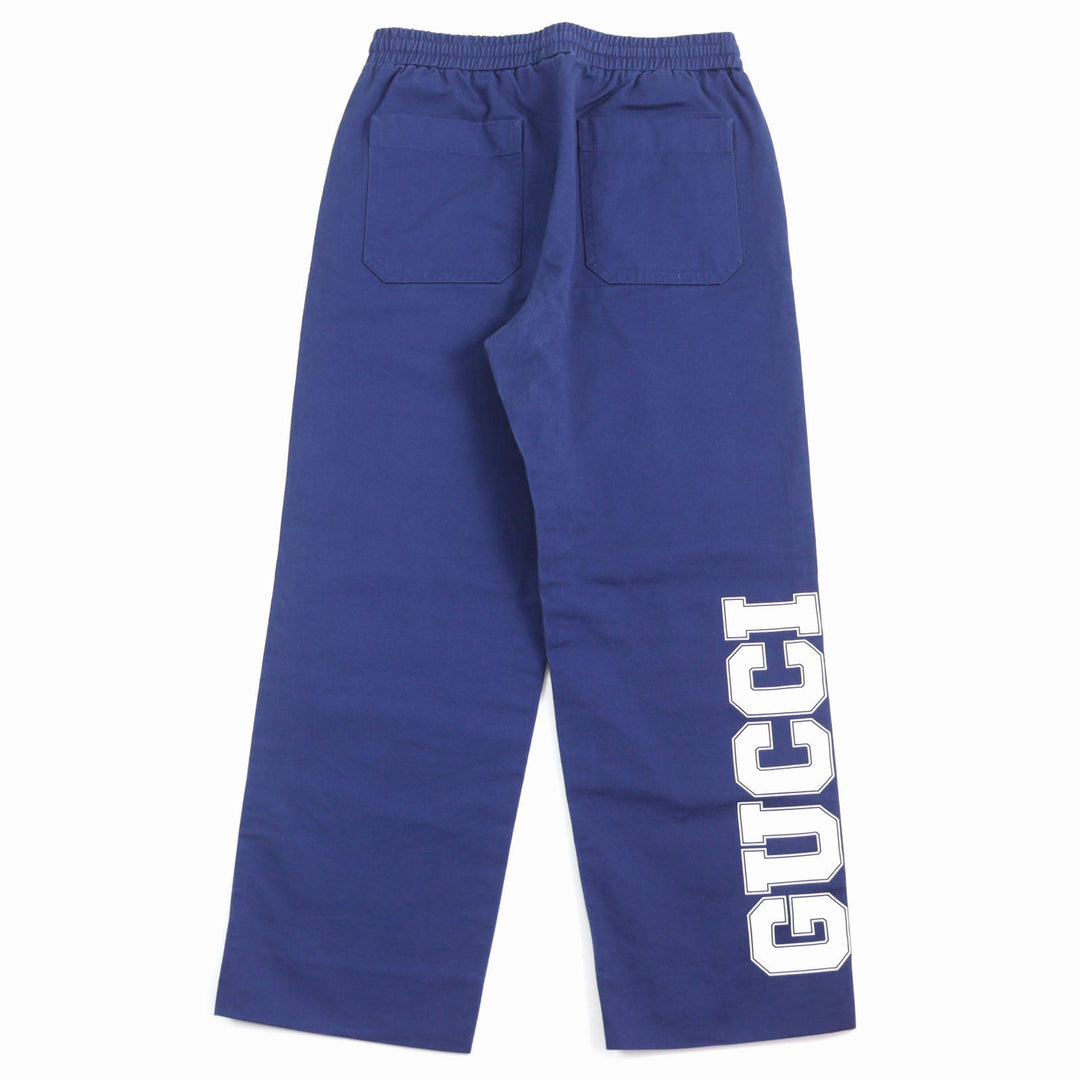 GUCCI Pants 694110 Main: 100% cotton, Leather part: Cowhide Blue white mens 46 Used Authentic