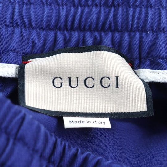 GUCCI Pants 694110 Main: 100% cotton, Leather part: Cowhide Blue white mens 46 Used Authentic