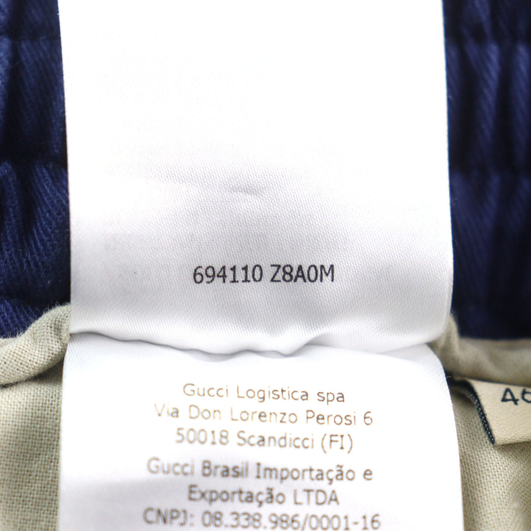 GUCCI Pants 694110 Main: 100% cotton, Leather part: Cowhide Blue white mens 46 Used Authentic