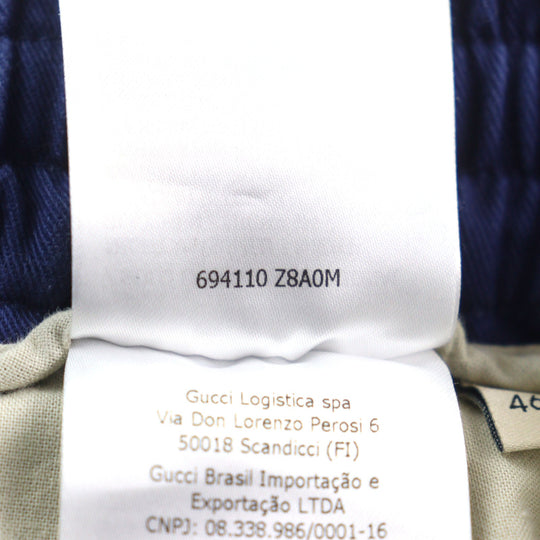 GUCCI Pants 694110 Main: 100% cotton, Leather part: Cowhide Blue white mens 46 Used Authentic
