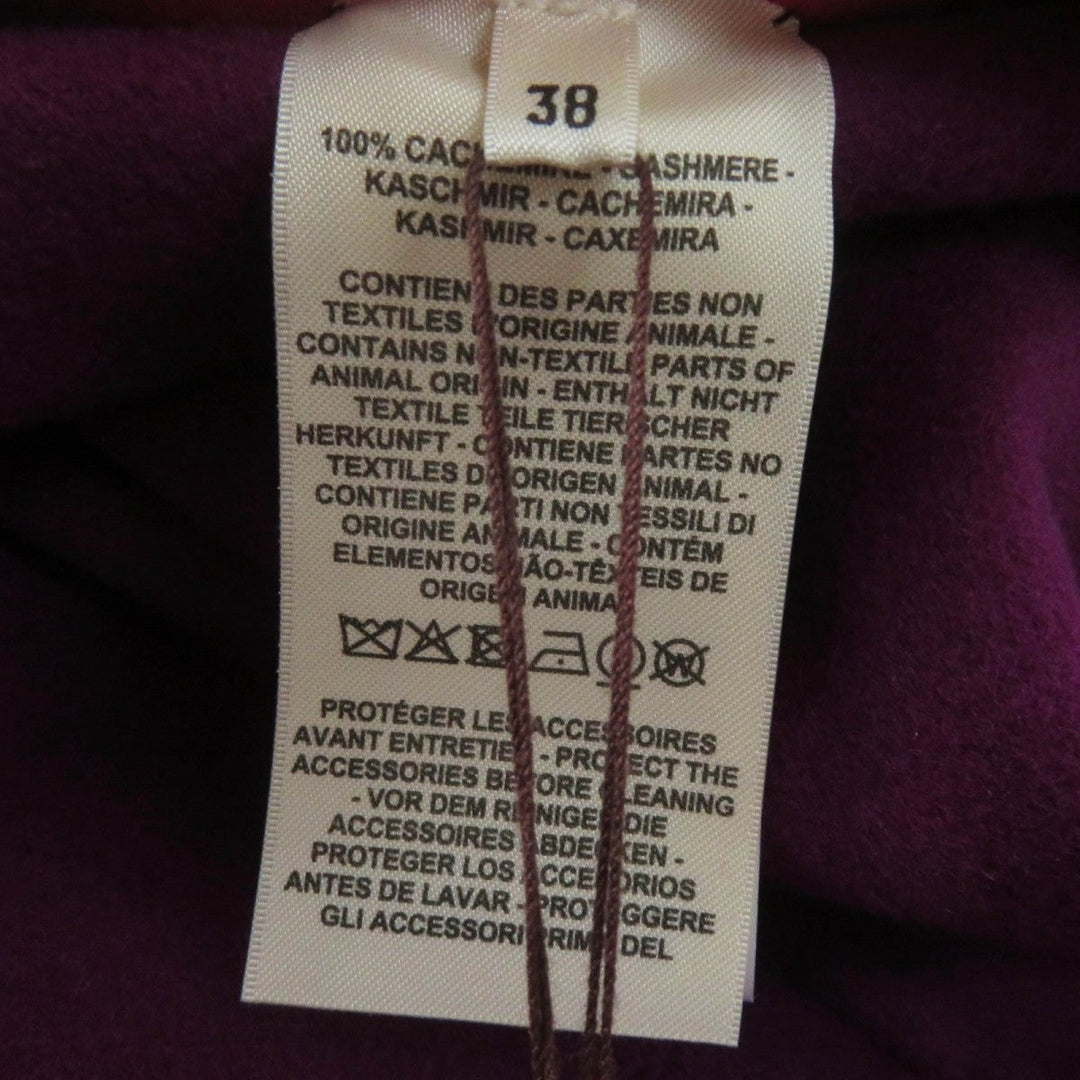 HERMES poncho 3E0222DZ  Main: 100% cashmere, Leather part: Sheepskin Purple pink Women 38 Used Authentic