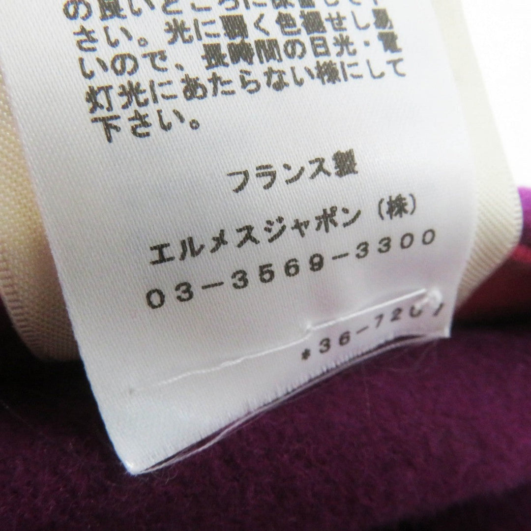 HERMES poncho 3E0222DZ  Main: 100% cashmere, Leather part: Sheepskin Purple pink Women 38 Used Authentic