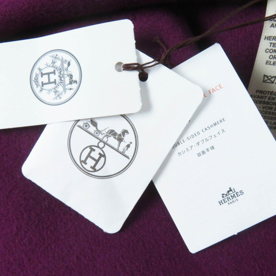 HERMES poncho 3E0222DZ  Main: 100% cashmere, Leather part: Sheepskin Purple pink Women 38 Used Authentic