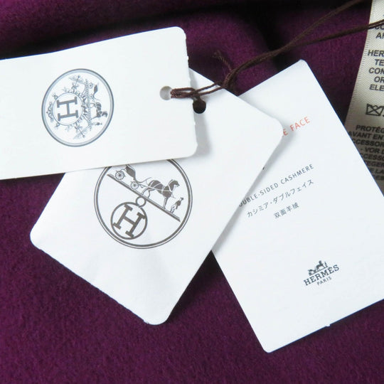 HERMES poncho 3E0222DZ  Main: 100% cashmere, Leather part: Sheepskin Purple pink Women 38 Used Authentic