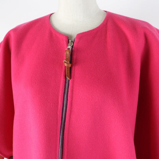 HERMES poncho 3E0222DZ  Main: 100% cashmere, Leather part: Sheepskin Purple pink Women 38 Used Authentic