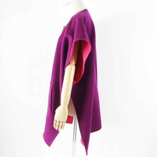 HERMES poncho 3E0222DZ  Main: 100% cashmere, Leather part: Sheepskin Purple pink Women 38 Used Authentic