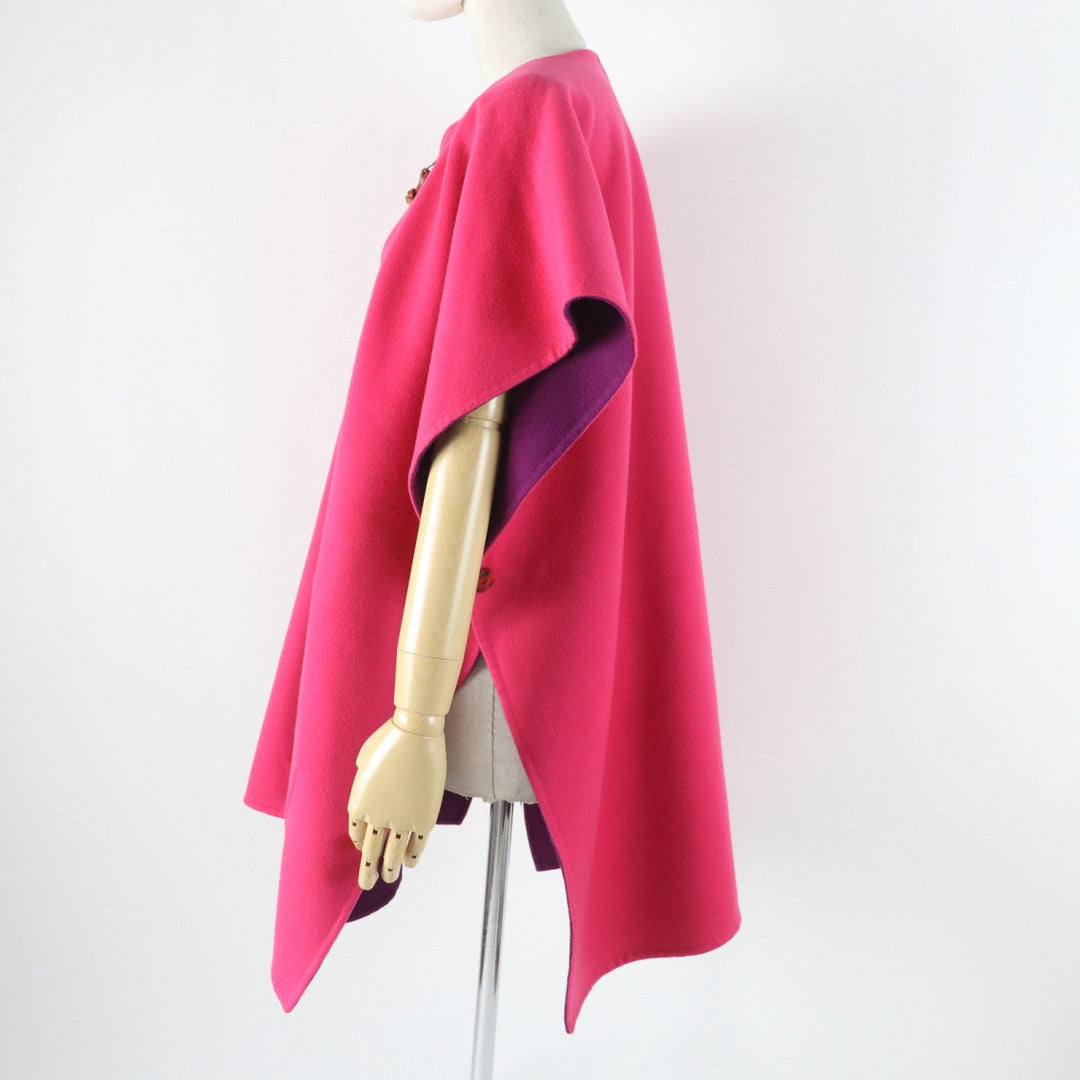 HERMES poncho 3E0222DZ  Main: 100% cashmere, Leather part: Sheepskin Purple pink Women 38 Used Authentic