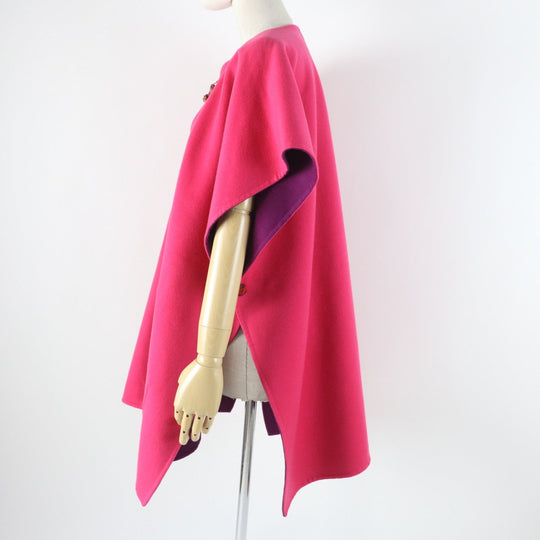 HERMES poncho 3E0222DZ  Main: 100% cashmere, Leather part: Sheepskin Purple pink Women 38 Used Authentic