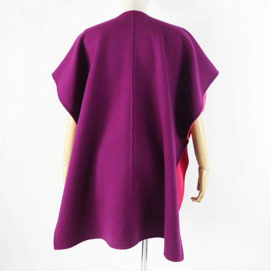 HERMES poncho 3E0222DZ  Main: 100% cashmere, Leather part: Sheepskin Purple pink Women 38 Used Authentic