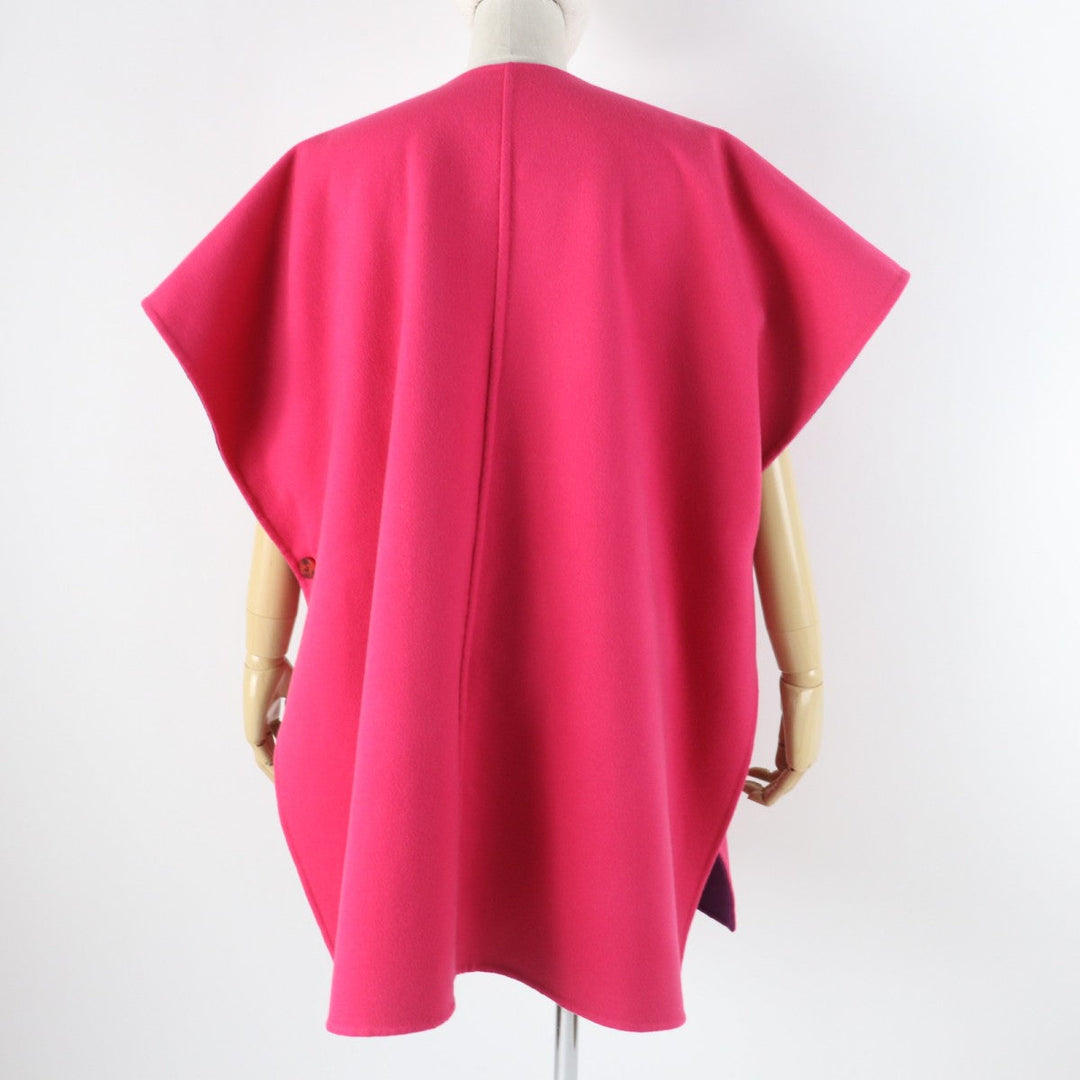 HERMES poncho 3E0222DZ  Main: 100% cashmere, Leather part: Sheepskin Purple pink Women 38 Used Authentic