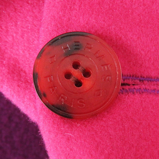 HERMES poncho 3E0222DZ  Main: 100% cashmere, Leather part: Sheepskin Purple pink Women 38 Used Authentic