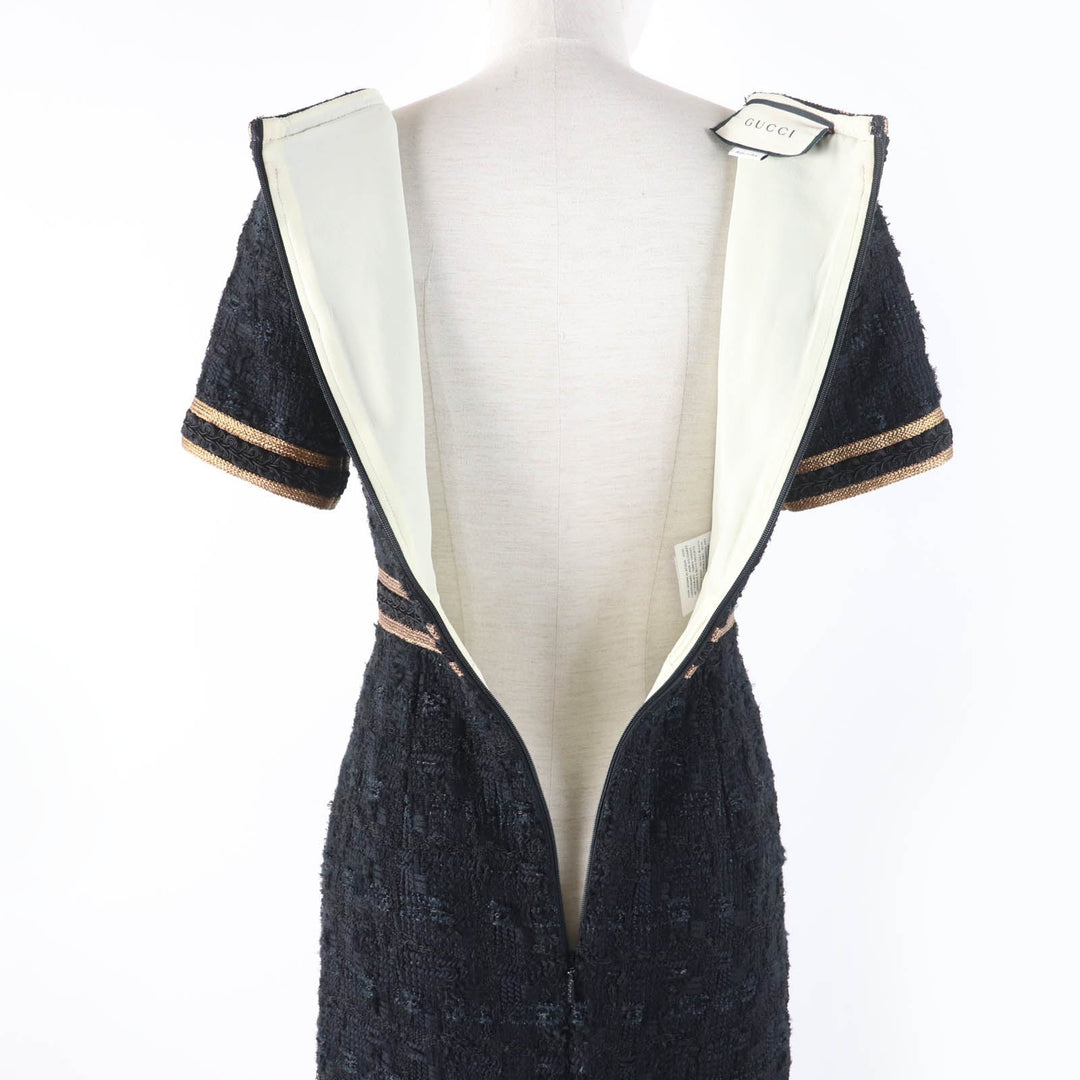 GUCCI one piece 572364 Main: 32% polyester, 27% nylon, 24% cotton, 16% acrylic, 1% polyurethane Black gold Women 36 Used Authentic