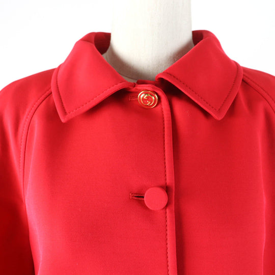 GUCCI Jacket 619359 Main: 54% silk, Main: 46% wool, Part: 100% polyester, Lining: 100% rayon Red Women 40 Used Authentic