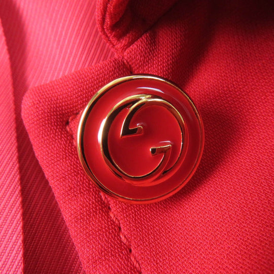 GUCCI Jacket 619359 Main: 54% silk, Main: 46% wool, Part: 100% polyester, Lining: 100% rayon Red Women 40 Used Authentic