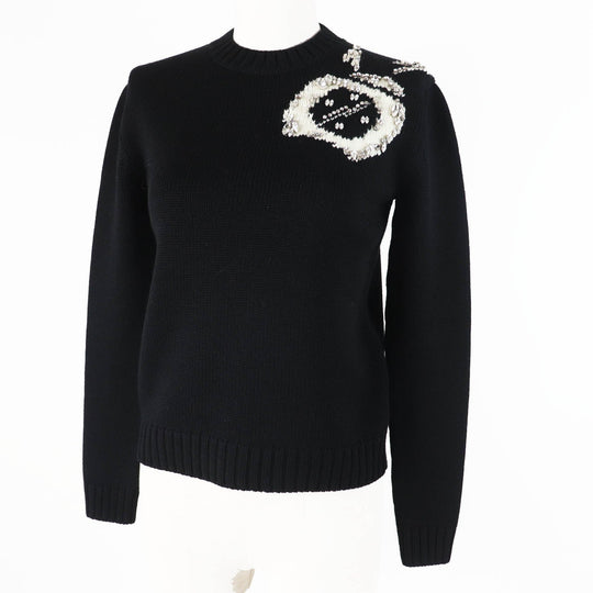MIUMIU knit MML009 Main: 100% virgin wool, some: glass, some: metal black Women 36 Used Authentic