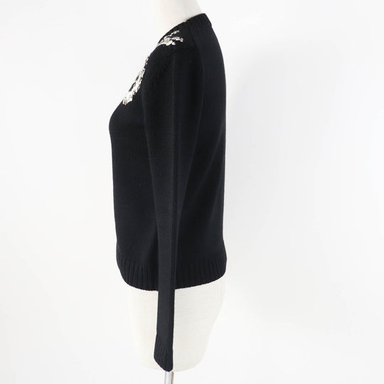 MIUMIU knit MML009 Main: 100% virgin wool, some: glass, some: metal black Women 36 Used Authentic