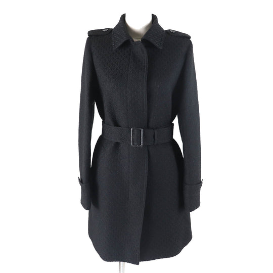 BURBERRY LONDON coat Outer material: 61% wool, Outer material: 26% polyester, Outer material: 9% acrylic, Outer material: 4% nylon, Part: 100% polyester black Women 38 Used Authentic