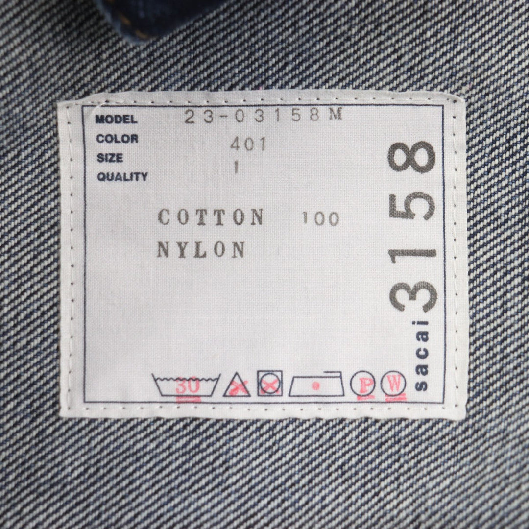 Sacai coat 23-03158M Main: 100% cotton, Part: 100% cotton, Lining: 100% nylon blue Denim Blouson Coat mens 1 Used Authentic