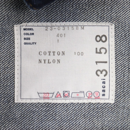Sacai coat 23-03158M Main: 100% cotton, Part: 100% cotton, Lining: 100% nylon blue Denim Blouson Coat mens 1 Used Authentic