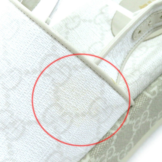 GUCCI Sandals 701153 PVC coated canvas White beige GG Supreme Women 35 Used Authentic