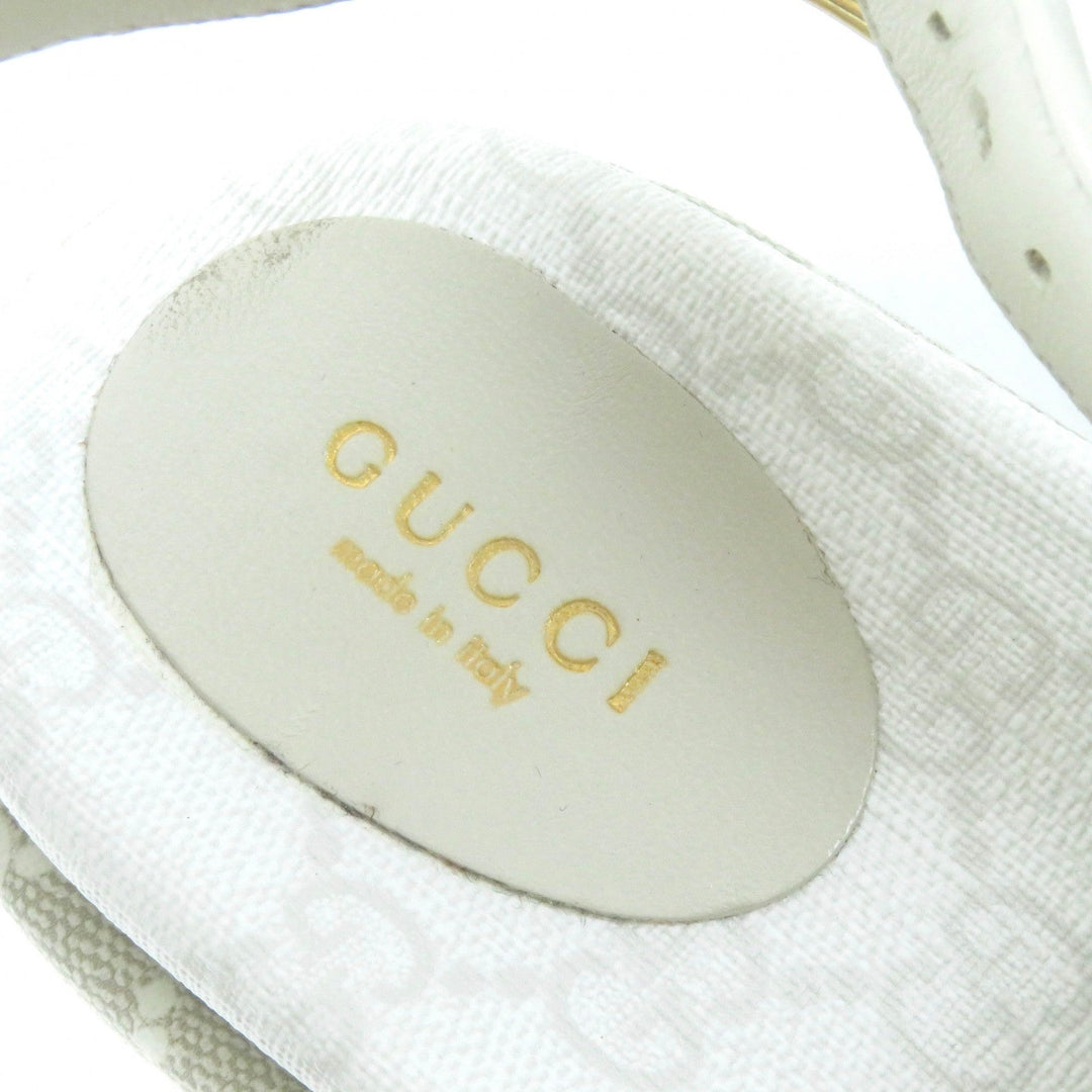 GUCCI Sandals 701153 PVC coated canvas White beige GG Supreme Women 35 Used Authentic