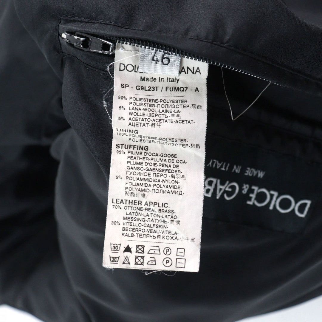 DOLCE&GABBANA Down jacket G9L23T Outer: 90% polyester, Outer: 5% wool, Outer: 5% acetate, Lining: 100% polyester, Filling: 95% feathers black mens 46 Used Authentic