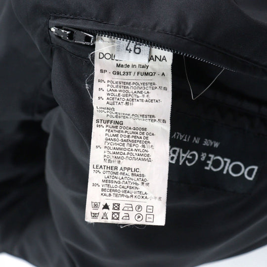 DOLCE&GABBANA Down jacket G9L23T Outer: 90% polyester, Outer: 5% wool, Outer: 5% acetate, Lining: 100% polyester, Filling: 95% feathers black mens 46 Used Authentic