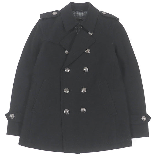BURBERRY BLACK LABEL pea coat Outer: 80% wool, Outer: 20% nylon, Lining: cupra, Lining: polyester, Part: 100% cotton black mens L Used Authentic