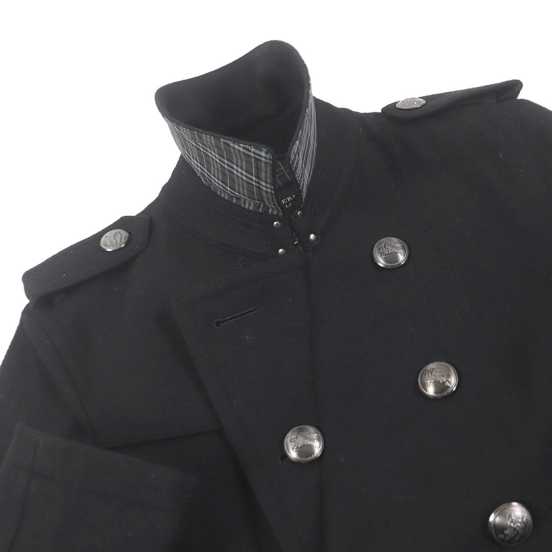 BURBERRY BLACK LABEL pea coat Outer: 80% wool, Outer: 20% nylon, Lining: cupra, Lining: polyester, Part: 100% cotton black mens L Used Authentic