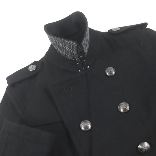 BURBERRY BLACK LABEL pea coat Outer: 80% wool, Outer: 20% nylon, Lining: cupra, Lining: polyester, Part: 100% cotton black mens L Used Authentic
